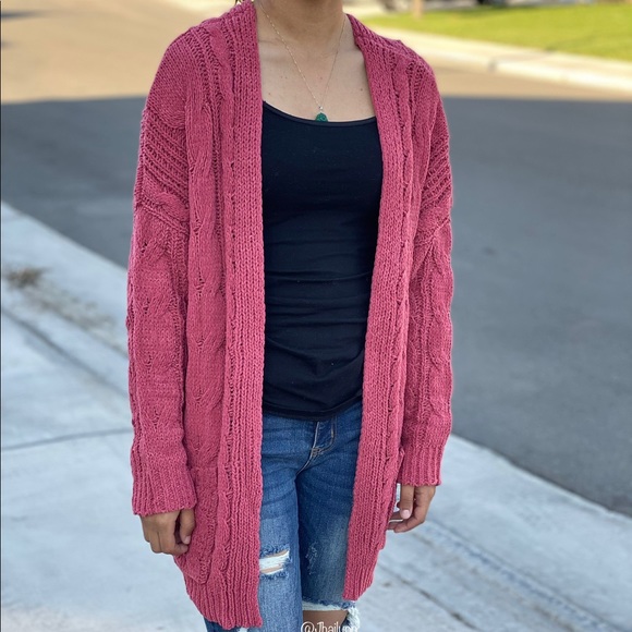 Rust chunky knit cardigan - Picture 5 of 7